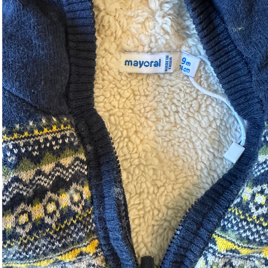 Mayoral Fair Isle Sweater Sherpa Jacket